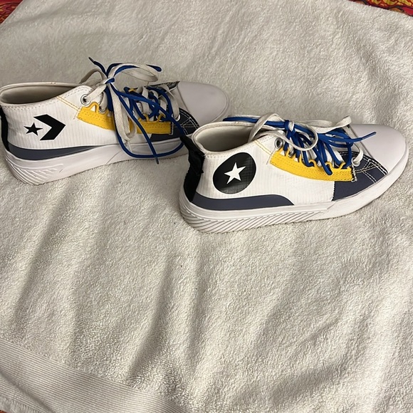 Converse Blue and Yellow Canvas Sneakers with Rubber Toe Cap - Picture 4 of 8